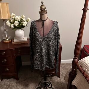 Soybu Charcoal V-Neck Oversized Women's Sweater